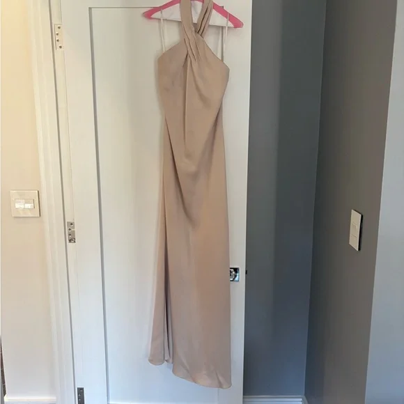 BHLDN Champagne Halter Neck Dress - Picture 4 of 5